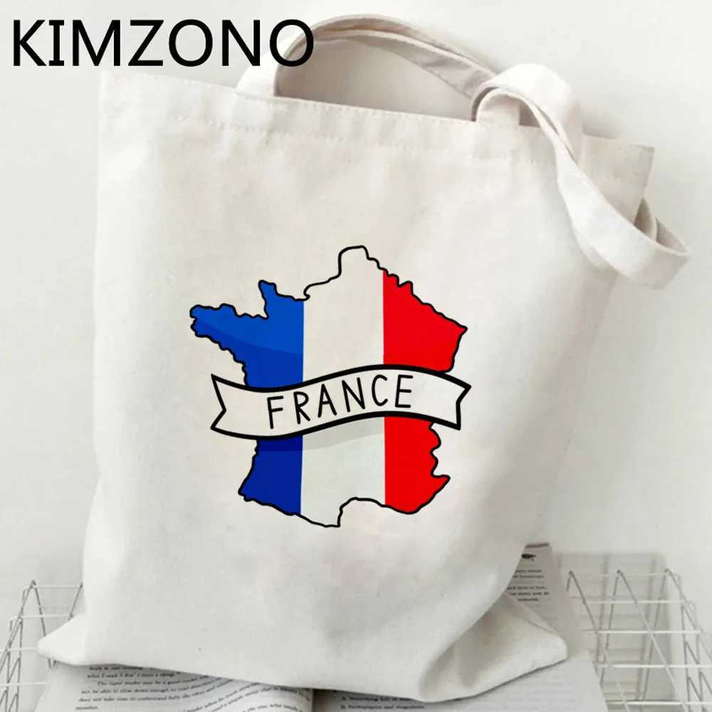 France shopping bag tote cotton shopping jute bag message bag as jute string grab Z250224
