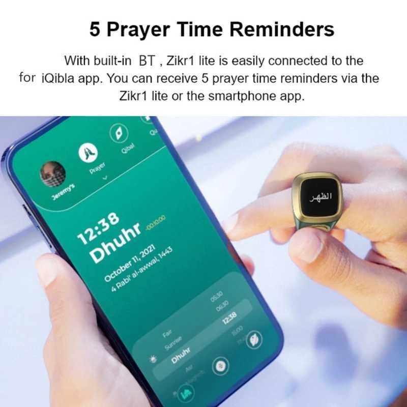 M02 Pro Prayer Smart Tally Counter Ring Muslims Digital Time-Reminder 0.49inch 72x40 OLED-Display Screen for Muslims W250225