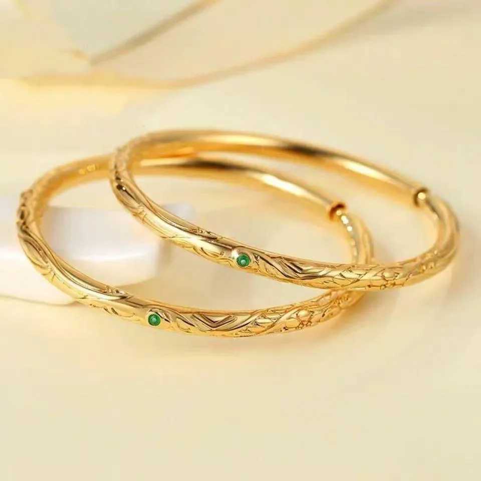 Exquisite Chinese style Inlaid Emerald bracelets Nezha Qiankun Circle Bracelet Couples Bracelet Mens and Womens Train JewelryXJ250225