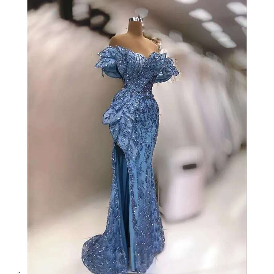 Aso April Ebi Sequined Lace Prom Beaded Mermaid Sexy Evening Formal Party Second Reception Birthday Engagement Gowns Dress Robe De Soiree Zj Bc