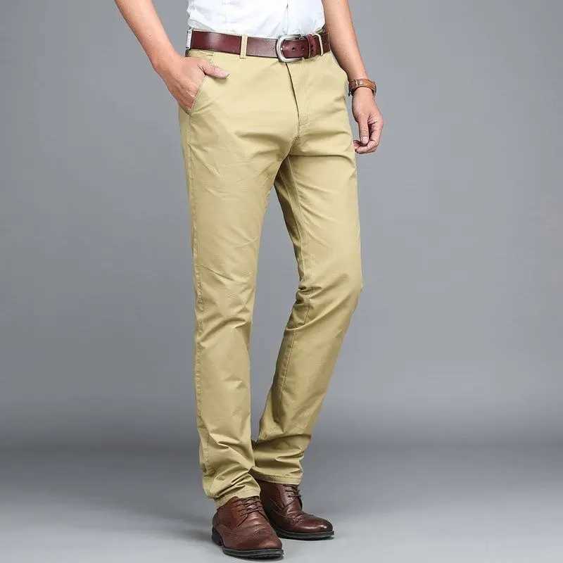 Summer Thin Slim Men Business Suit Pants Streetwear Fashion Korean Male Clothing Cotton Solid Daily Casual Straight Trousers 42 W250225