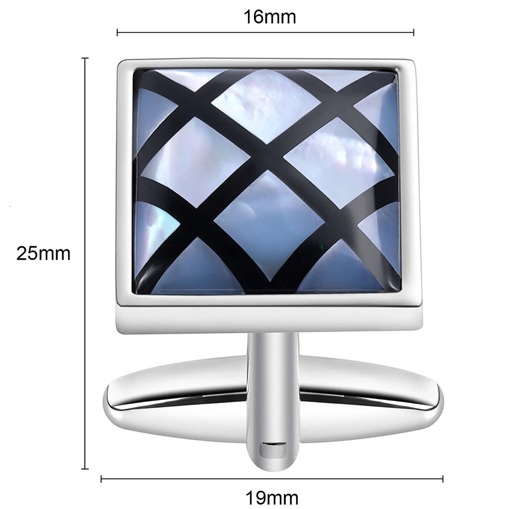 Mens mother of pearl cufflinks silver 250220