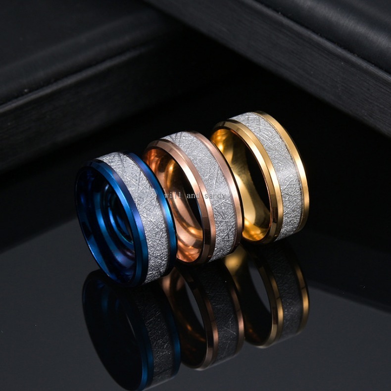 Ice Silk Foil Stainless Steel Ring Band Finger for Men Rings for Women Hip Hop Jewelry Fashion Will and Sandy