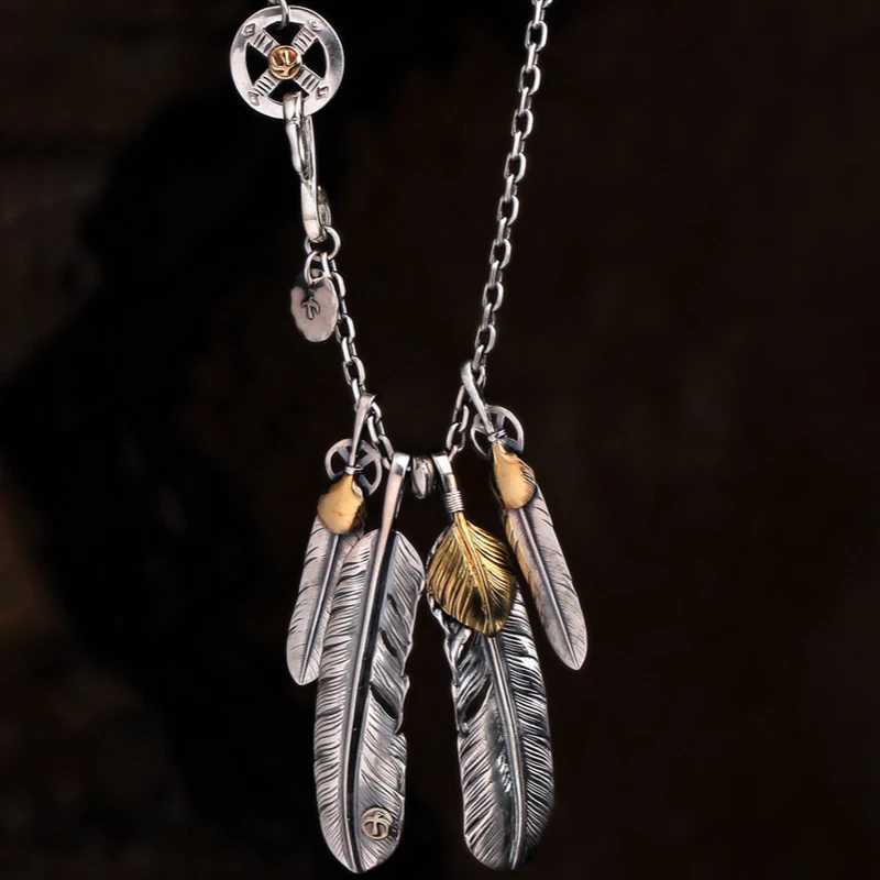 Hip hop punk style classic feather necklace set chain exquisite pendant mens business and dining banquet jewelry X250224
