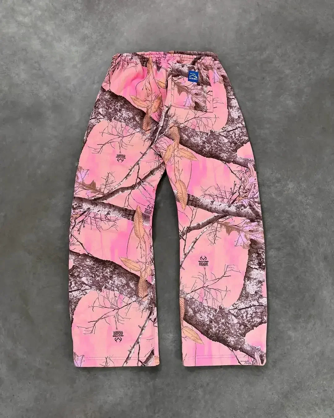 Akimboclub Fashion Pink Leaf Pattern Pants American Street Casual Sweatshirt Men Hip Hop Gothic Loose Two Piece Set Hoodie 250225