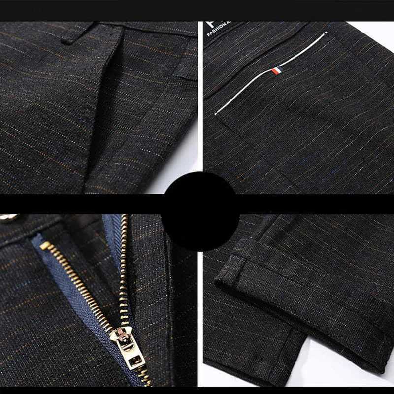 Business Office Streetwear Fashion Mens Plaid Suit Pants Spring Autumn Korean Male Clothing Casual New Slim Straight Trousers W250225