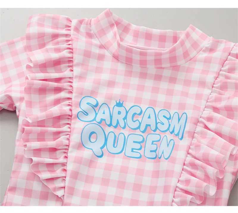 Girl Two Pieces Suit 2-11 Year Children Long Sleeve Long Pants Swimsuit 2023 Kid Cute Letter Print Swimwear Baby Bathing Suit X250224