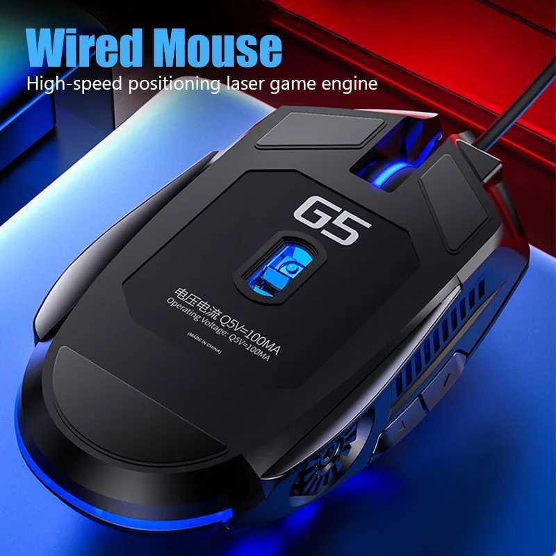 Ergonomic Wired Gaming Mouse RGB Mute Mouse LED Backlit 3200dpi 6Button G5 USB Mechanical Mouse For PC Laptop Computer Gamer O250225