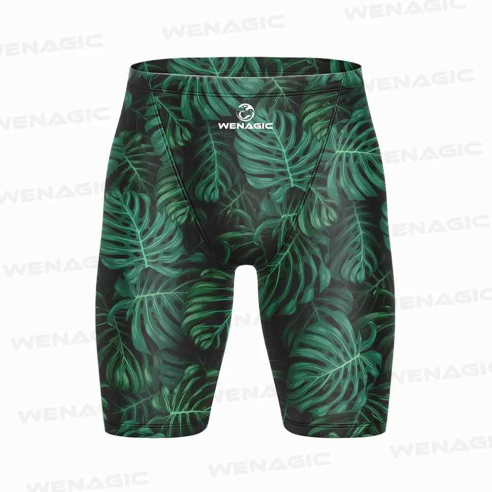 Surf Shorts 2023 New Professional Men Race Swim Trunks Quick Dry Swimwear Training Flowers Print Beach Tight Swimsuit JammerXJ250224