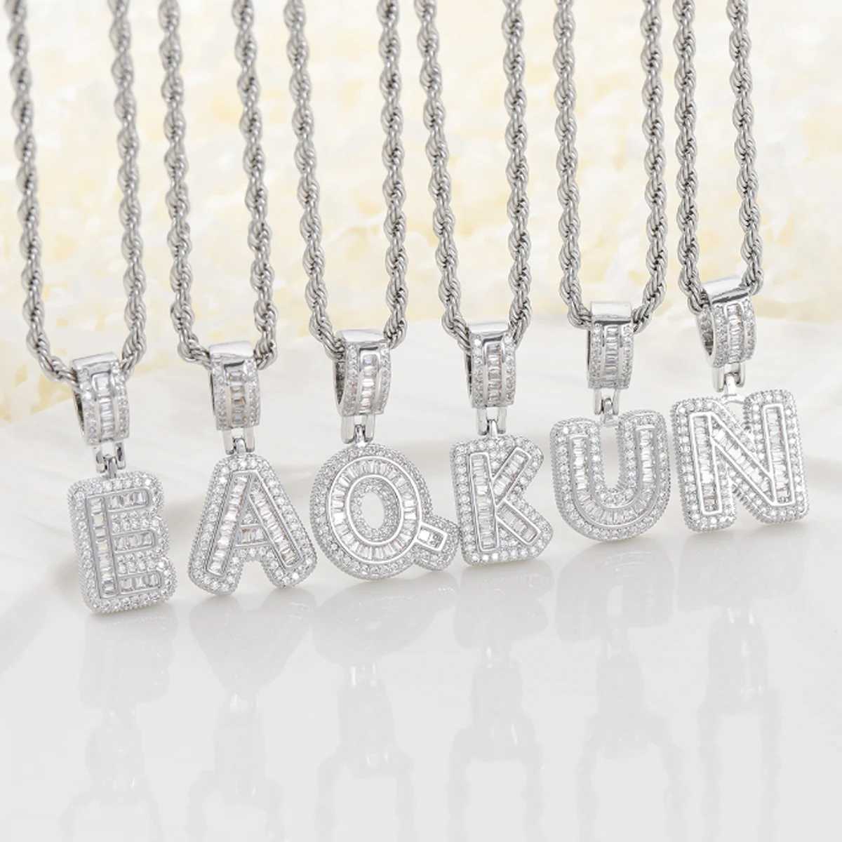 Hot European and jewelry rock sugar zircon hip hop necklace letter pendant accessories for men English letters X250224