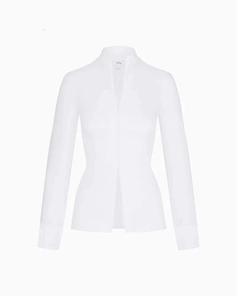 KHY Kylie The Same Zippered Waist Mid-Length Stand-Up Collar Shirt Drop007 Slim-Fit Top