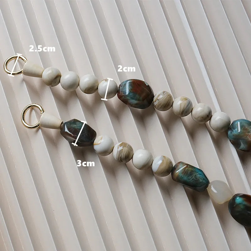 Woman Bag Accessory Green Beige Acrylic Resin Beads Parts Handcrafted Wristband Women Replacement Bag Handle Chain 250318