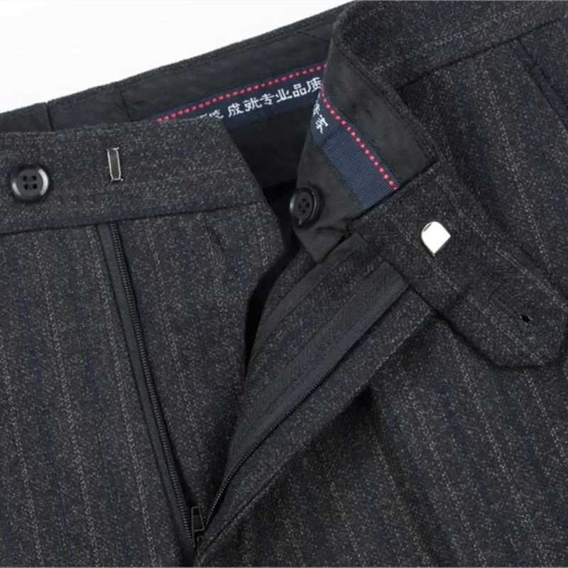 Cashmere Set Mens Loose Striped High Waist Wool Mens Trouser Classic Straight Mens Dress Pants Business Size 42 44 W250225
