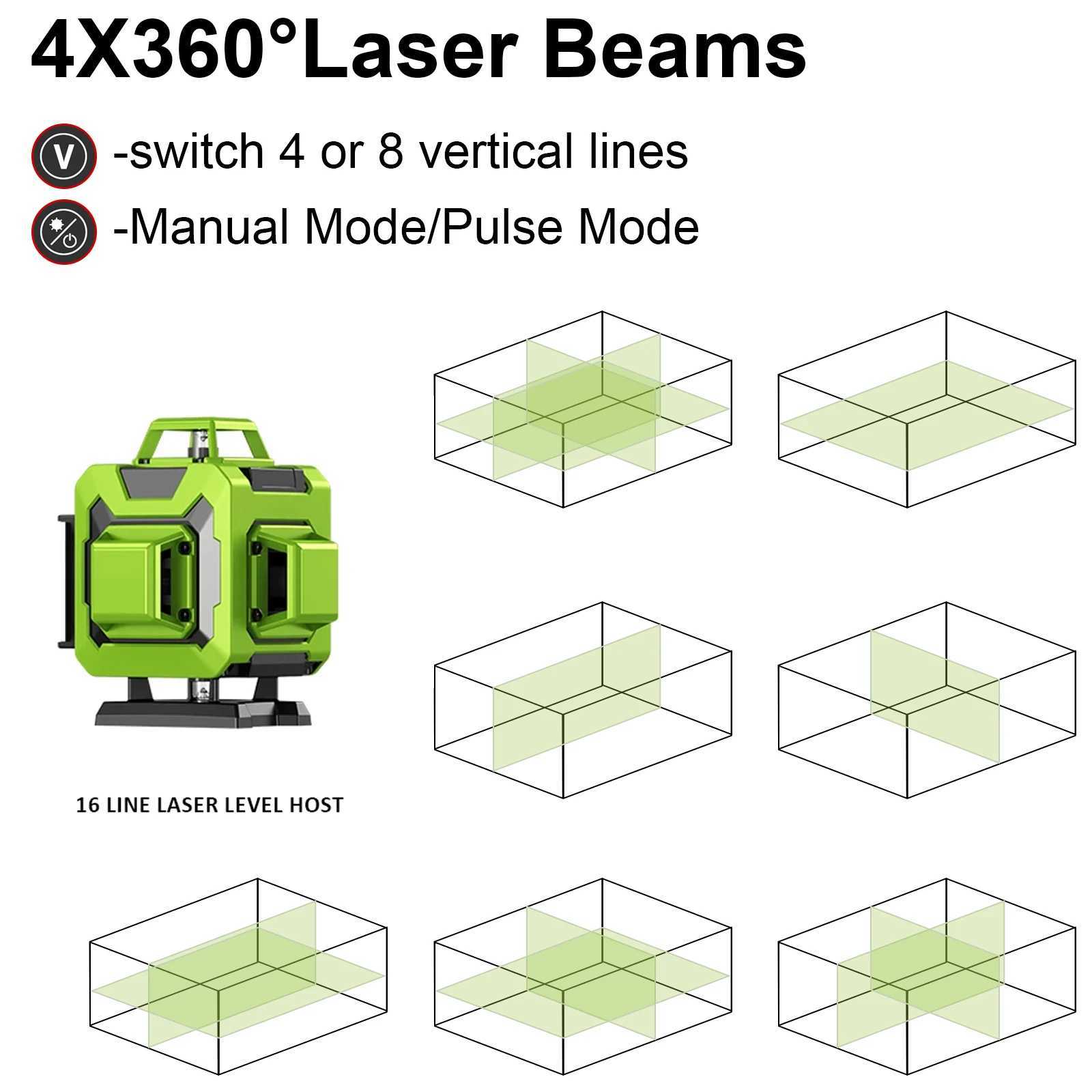 Lfine Laser Level 4D 16 Lines with 39.37 Inch (1M)Tripod Horizontal Vertical Green 360 Self-leveling Professional Level Laser X250225