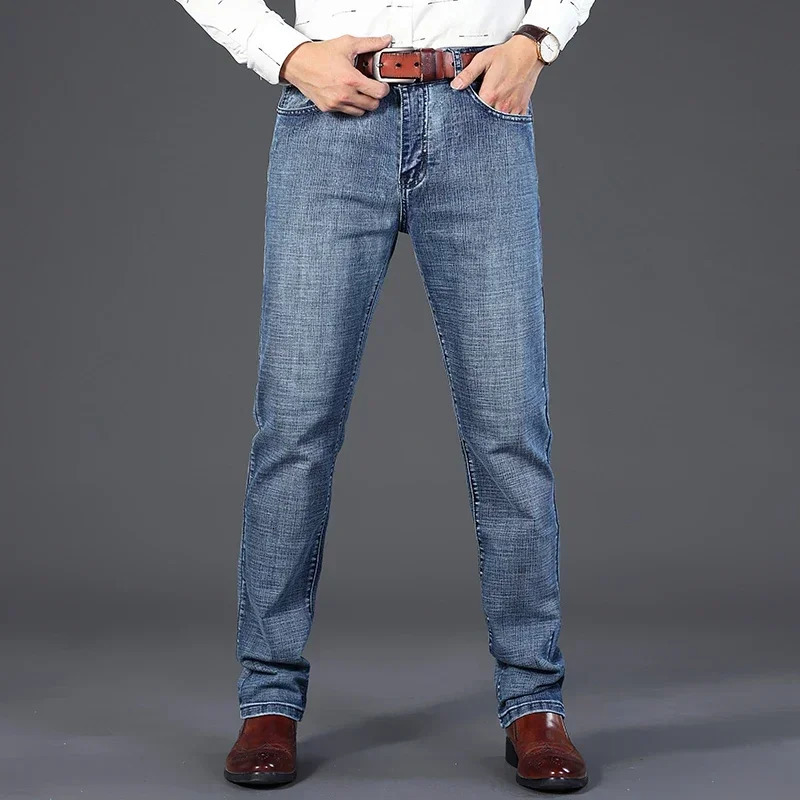 2024 Slim Fit Spring Mens Jeans Casual Elastic Denim Pants Male Trousers Colors Clothing 250214