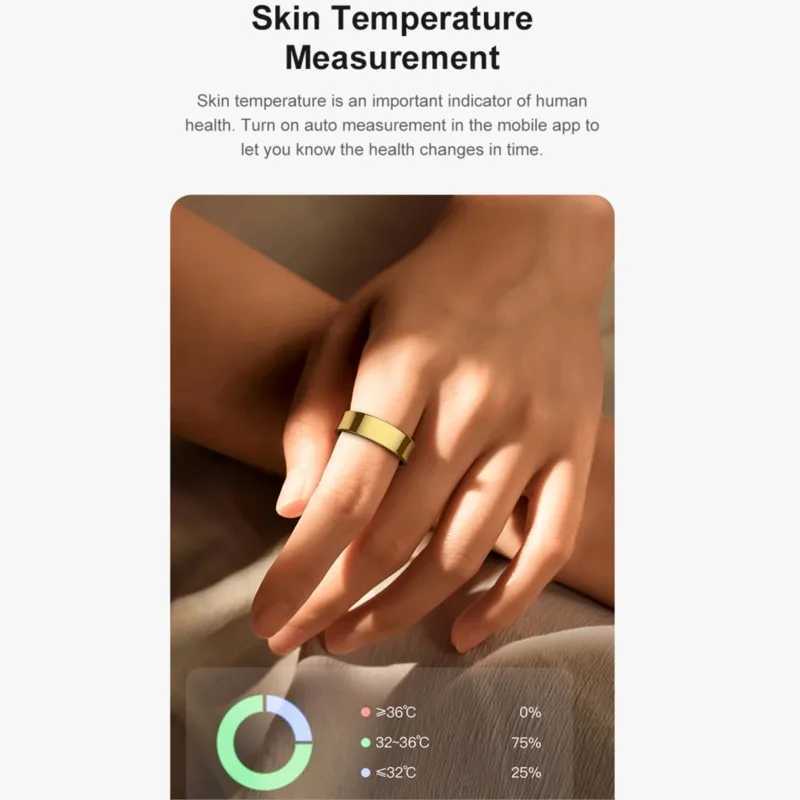 Smart Ring Men Women R09 Charging Case Skin Temperature Health Sleep Monitor 5ATM Waterproof Camera Control Finger Rings W250225