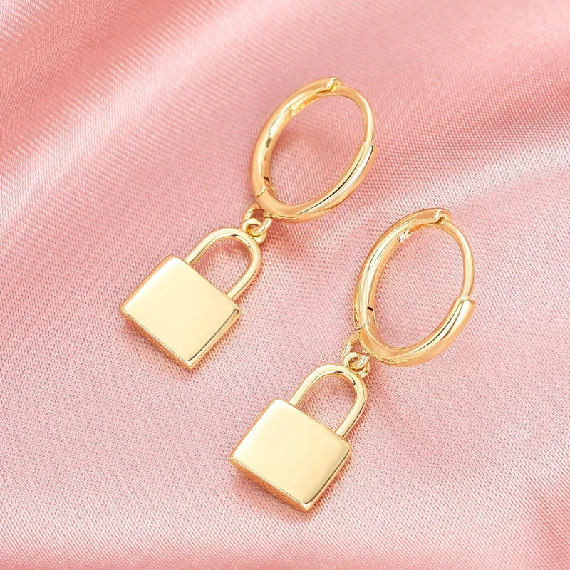Huitan Novel Lock n Drop Earrings Fashion Gorgeous Y2K Ear Accessories for Women Charming Delicate Engagement Party Jewelry 250218
