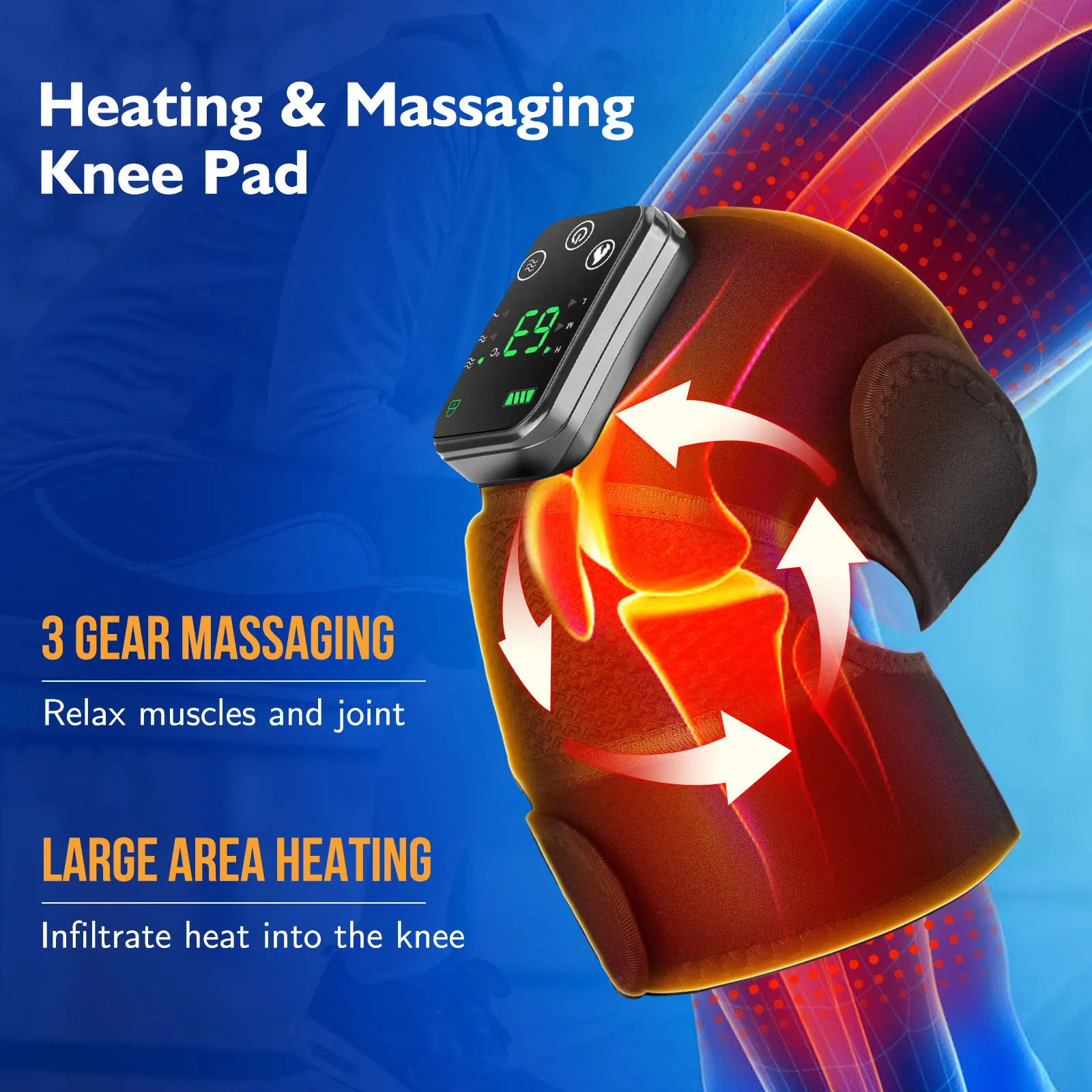 Thermal Knee Pad Eletric Knee Temperature Massager Leg Joint Brace Heating Vibration Massage 3 In 1 Elbow Shoulder Support 250222
