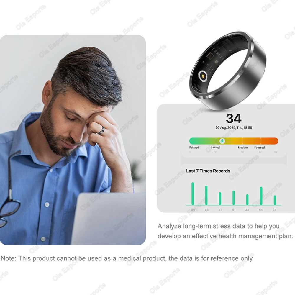 New 5ATM Waterproof Smart Ring For Samsung Galaxy Ring Men Women 24H Health Monitor Gesture Control Multi-sport Mode Smartring W250225