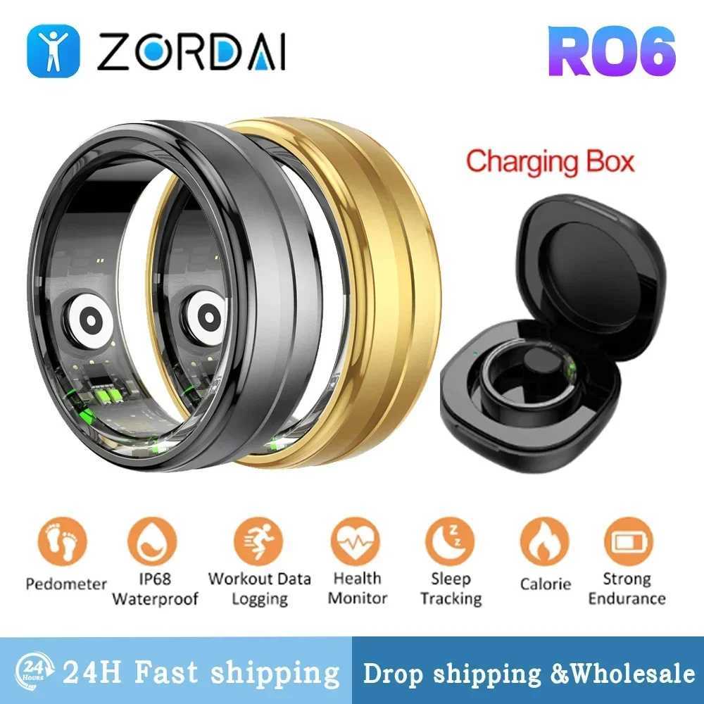 Zordai R06 smart ring mens military grade titanium steel shell health monitoring IP68 and 3ATM waterproof 100+multi sport modes W250225