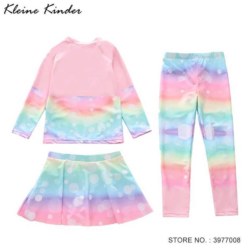 Swimsuit for Children Long Sleeve Rash Guard Swim Skirt and Surf Pant Set Sunscreen UV Protection Beach Kids Bath Clothes Girl X250224