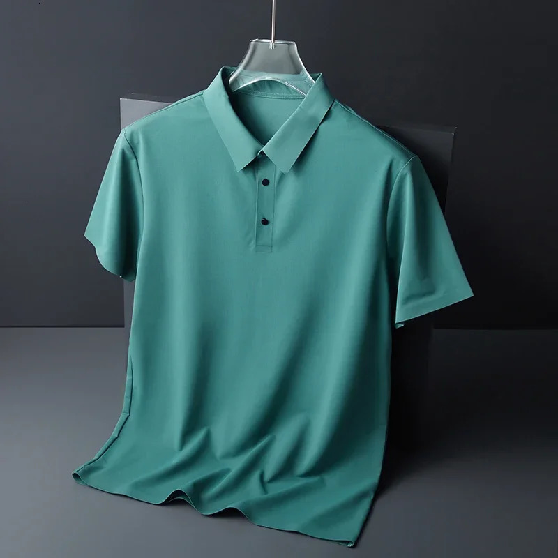10 Color Mens Thin Polo Shirt Summer Ice Silk Business Casual Breathable Lapel Polo Shirt for Man Clothing 250225
