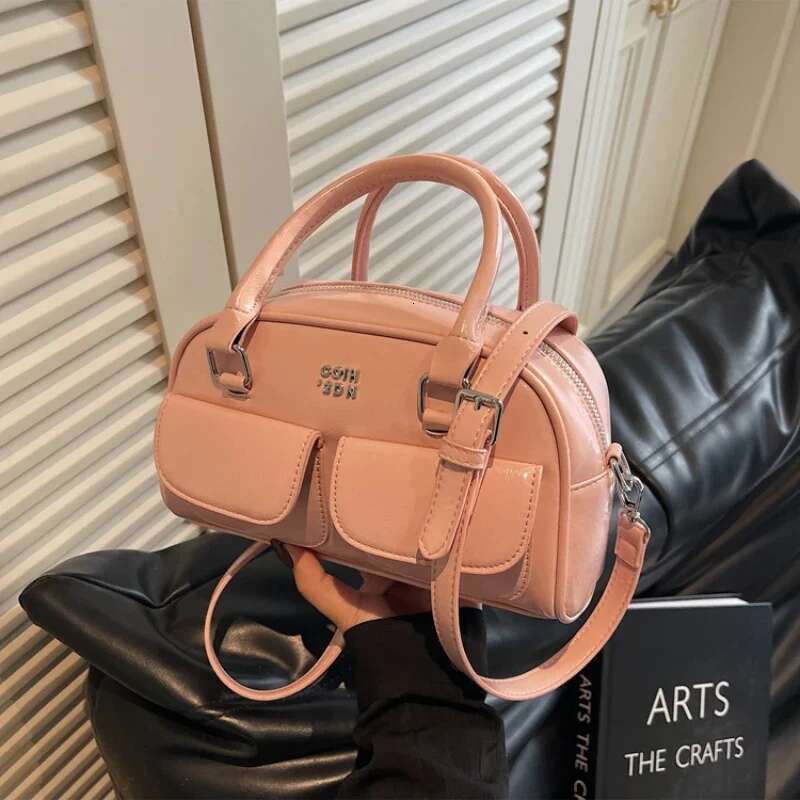 New Product Double Pocket Solid Color PU Horizontal Small Square Crossbody Bag Simple Zipper Fashion leisure Designer trend Women s Handbag