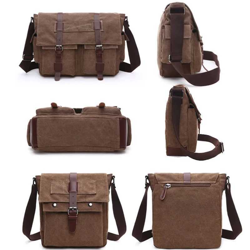 Scione Men Business Messenger Bags For Men Shoulder Bag Canvas Crossbody Pack Casual Office Travel Bag Vintage Bags Z250225
