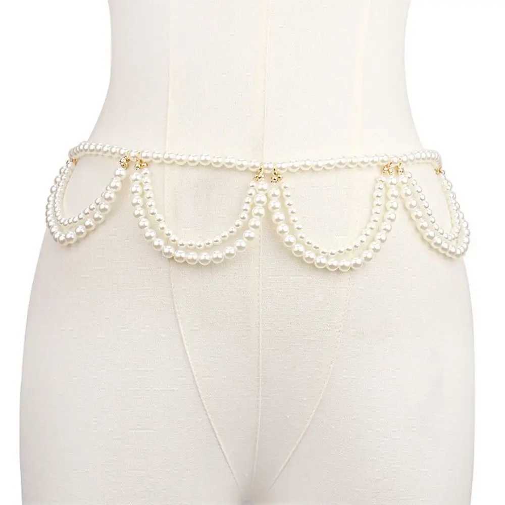 Tassel Imitation Pearls Waist Chains vintage High Gloss Doub layered waist chain egant Creative Beaded Necklace WomenXJ250224