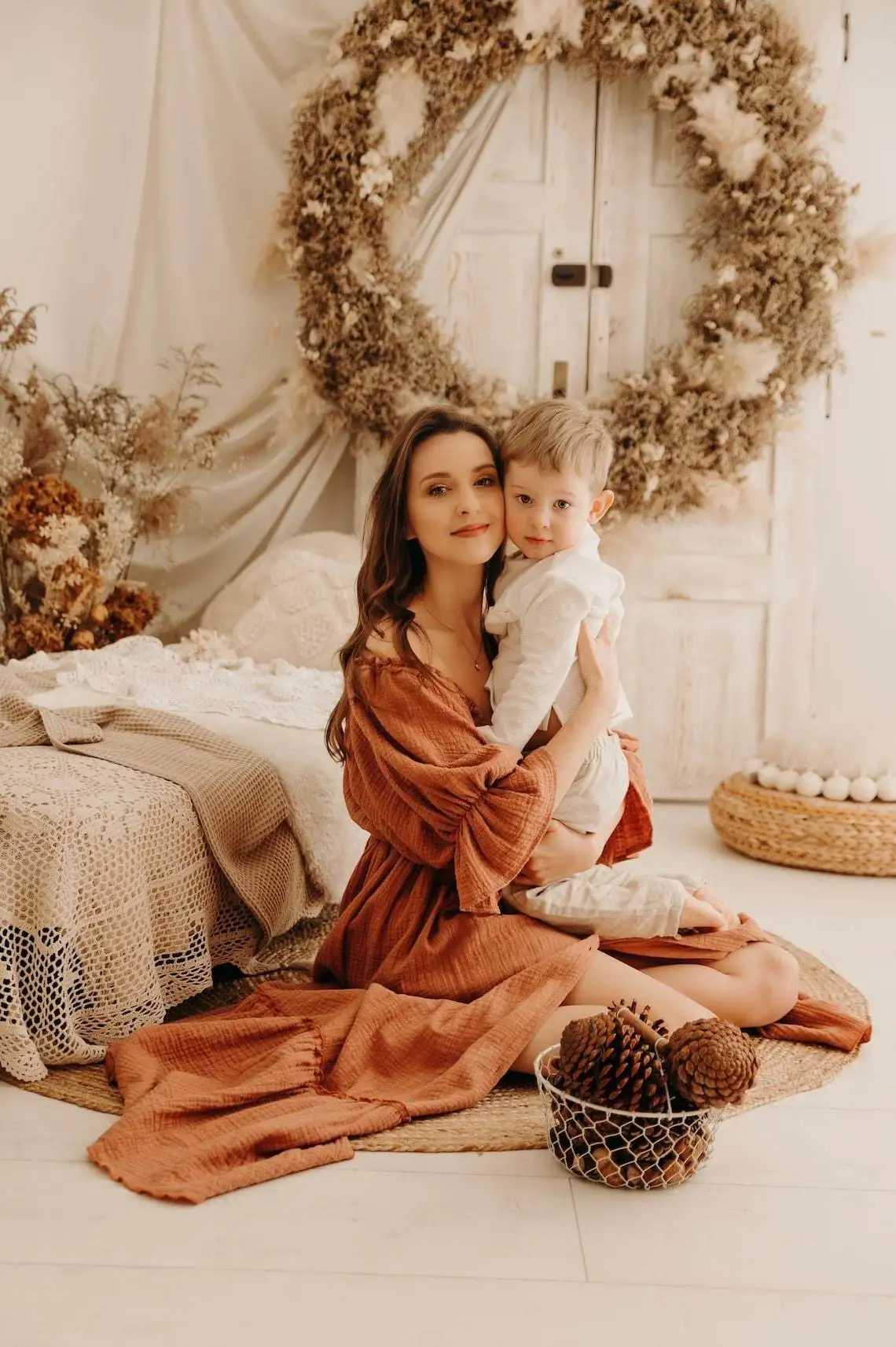Linen Cotton Floor Mopping Dress Photo Shooting Pregnancy Bohemian Dress Maternity Photography Props Photoshoot Clothing X2502241