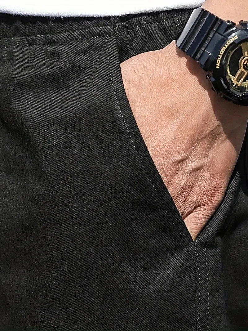 Mens Multi Pocket Cargo Shorts Casual Waist Drawstring Cargo Shorts For Summer Bermuda Shorts 250225