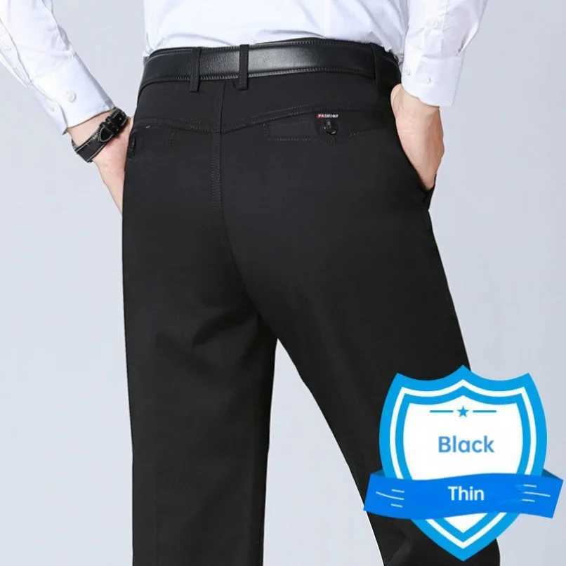 Mens Summer Thin Autumn Thick 00% Cotton Suit Pant Slacks High Waist Straight Loose Bland Solid Casual Business Pants GOZBKF W250225