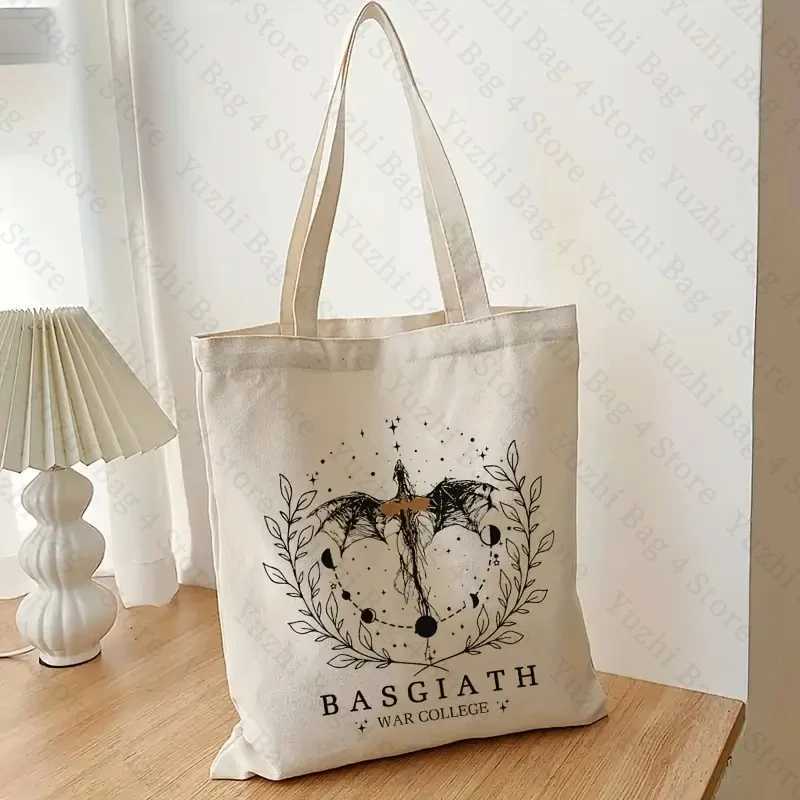Basgiath War College Pattern Canvas Tote Bags Best Gift for Bookish Women Shopping Bag for Novel Lover Fourth Wing Shoulder Bag Z250224