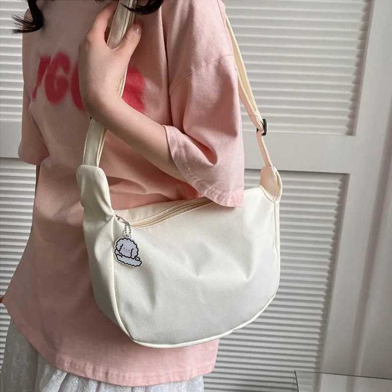 1PC Large Capacity Solid Color Canvas Shoulder Bag Fashion Casual Crossbody Bag Z250225