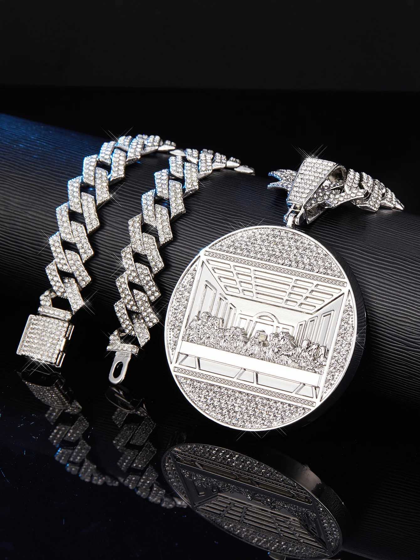 New trend Last Supper Round Pendant Necklace Jewelry High Quality 1M Cuban Chain Mens and Wens Christmas Gifts X250224