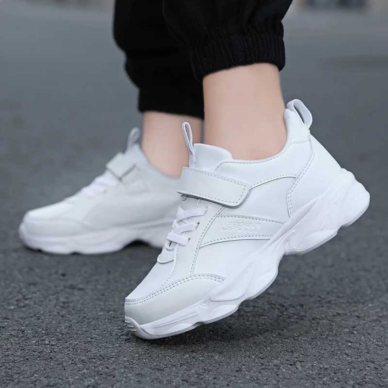 Children Shoes Kids Casual Sneakers Black Pu Leather Sports Shoes for Boy Girls White Shoes School Running Tennis Sneaker W250225