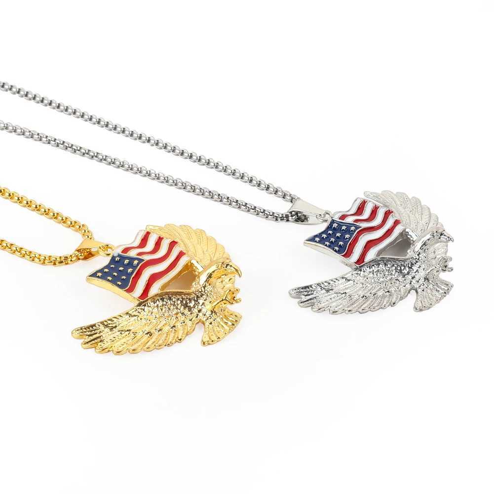 3D Bald Pendant Jewelry Accessory US Flag National Bird Necklace Patriotic Jewelry for Men Wen Party Charm Hip Hop Gifts X250224