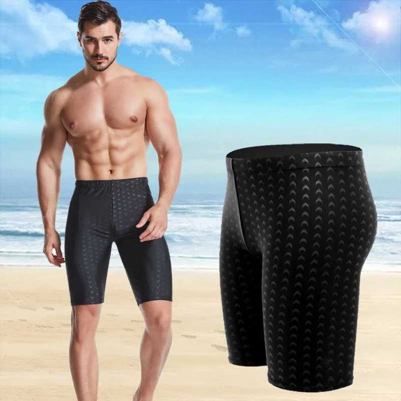 Imitation Shark Skin Mens Boxer Swimming Trunks Adult Boxer Swimming Trunks Beach Quick-drying Five-point Hot Spring ShortsXJ250224