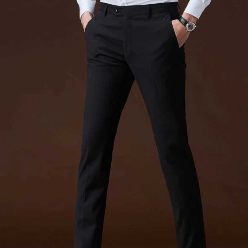 Mens Slim Fit Gray Business Casual Pants Vintage Straight Tube Formal Suit Mens Summer Black All-match Western-style Trousers W250225