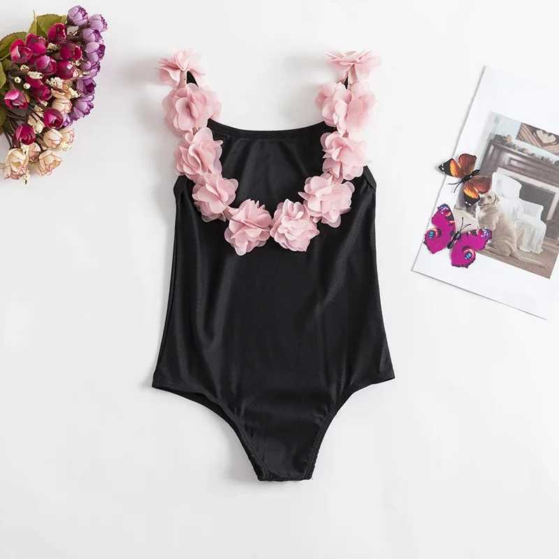 2024 Summer 1-5 Years Girls Swimsuit One Piece Swimsuit Flower Leopard Printing Swimwear For Children Summer Bikini Bathing Suit X250224