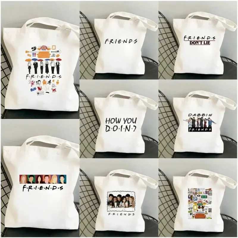 Friends Tv Show Shopping Bag Graphic Tote Handbag Fashion Vintage Harajuku Shopper Bag Women Large-capacity Female Shoulder Bag Z250224