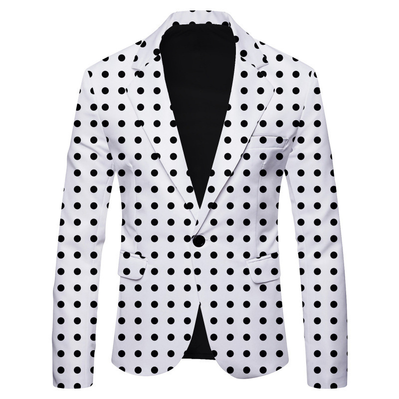 F225Elegant Men's Casual Suiting with Artful Print - British Slim Cut Jacket