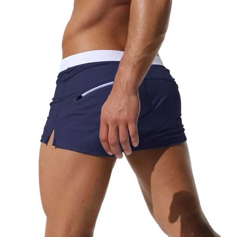 mens Swimwear Low Waist Surfing Trunk swim short sexy personality Swimsuit male pocket swimming beach board short men bathingXJ250224