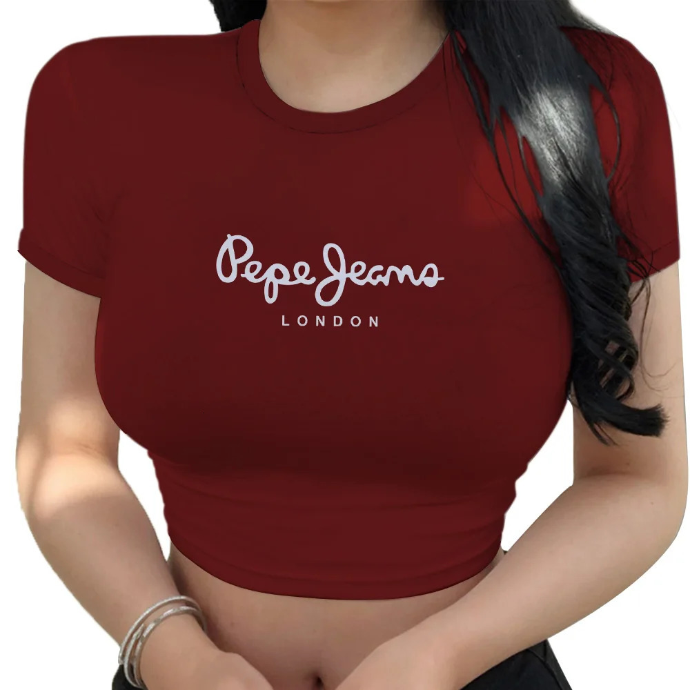 Fashion Streetwear Simple Versatile Womens Crop Top Summer Woman T shirts Casual Supershort Tshirt Daily Short Sleeve 250214