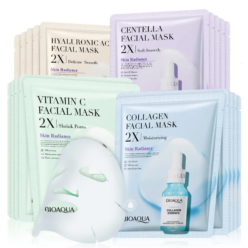 10pcs Centella Collagen Face Mask Moisturizing Refreshing Sheet Masks Hyaluronic Acid Facial Anti-Wrinkle Anti-aging Mask 250224