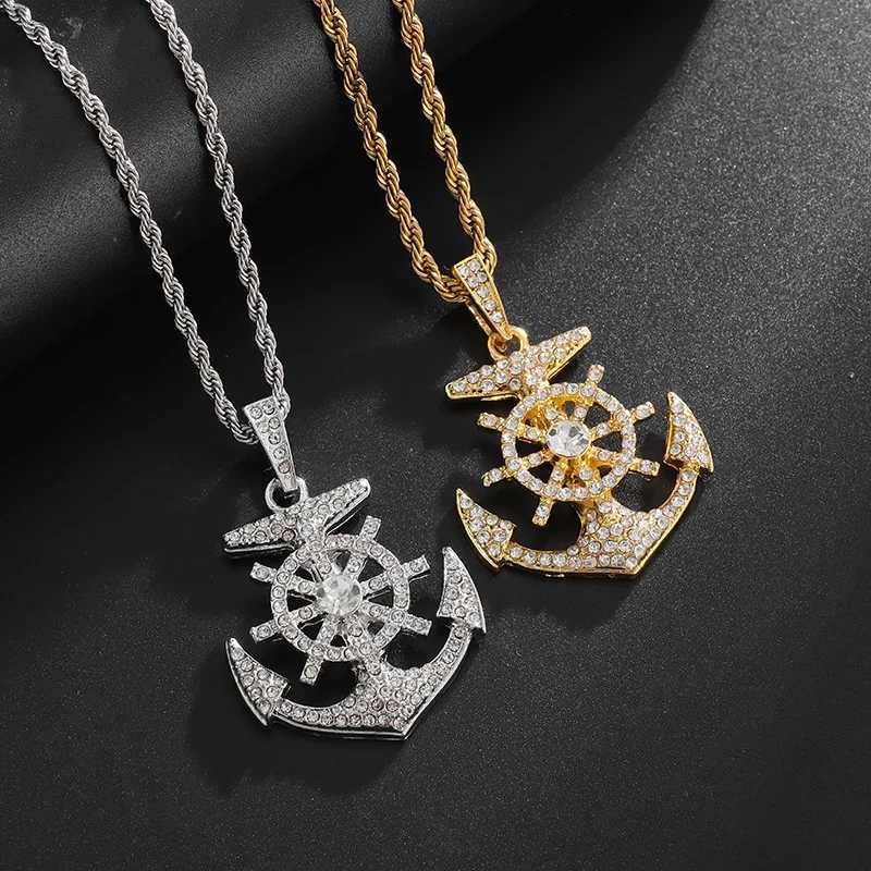 Hip Hop Out Anchor Pendant Necklace for Men Wen Fashion Rock Jewelry Music Festival Party Christmas Gift X250224