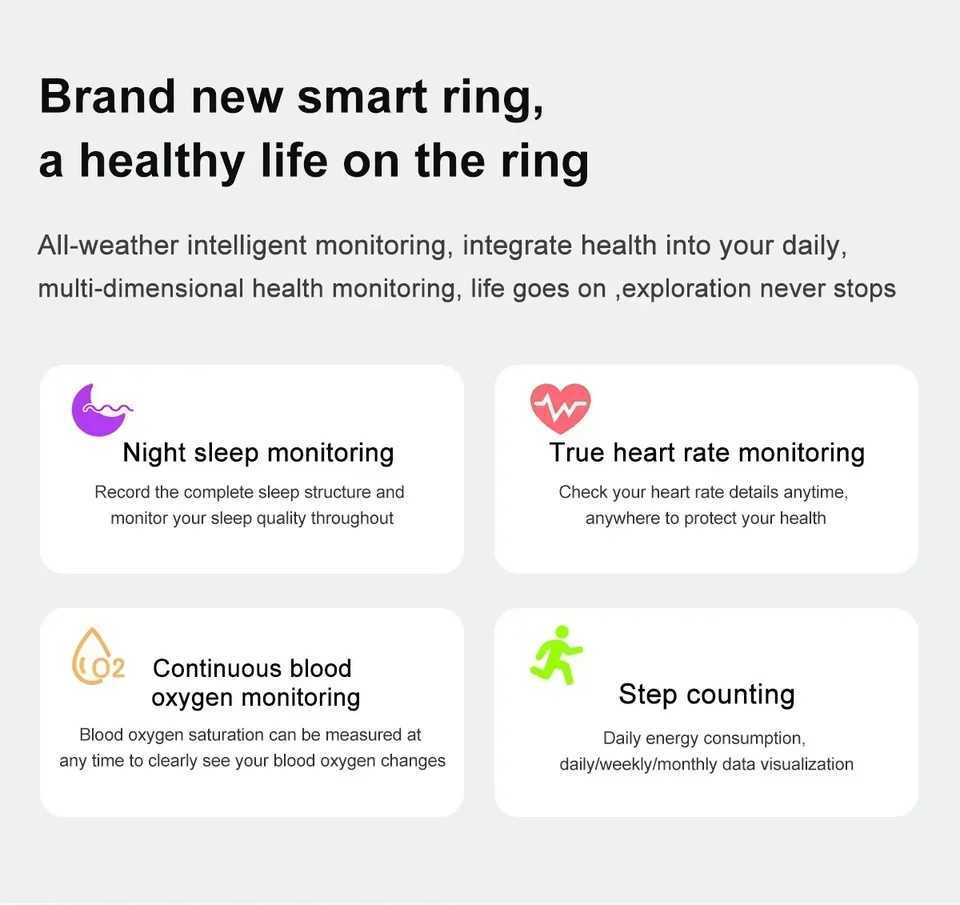 Smart Ring Men Women Steel Shell Sleep Health Monitoring 3ATM Waterproof Multi-sport Modes Ring For Xiaomi For Huawei For IOS W250225