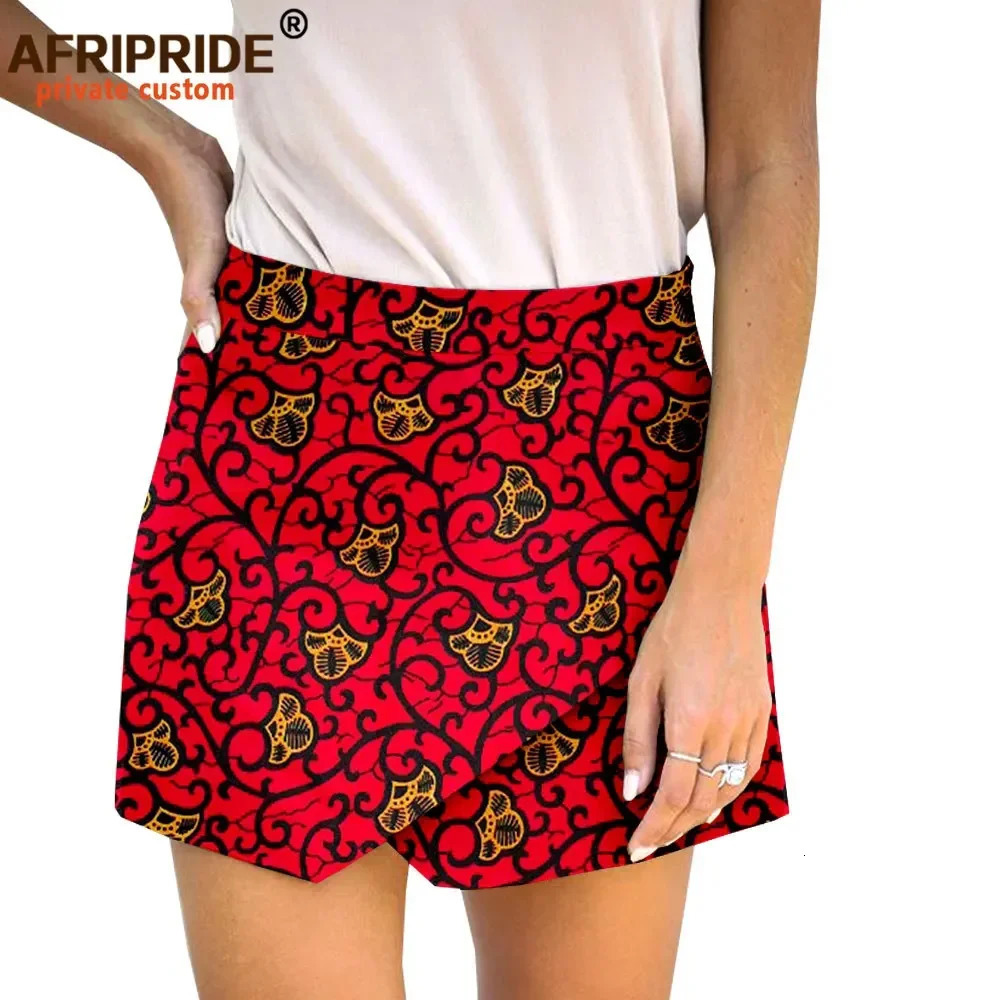 Summer African Ankara Print Shorts Skirts Fashion Loose Midi Waist Wide Leg Women Casual Short Culotte A003 250222