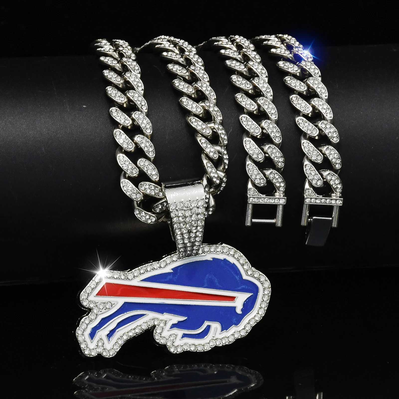 Dark Blue Bls Pendant Icy Cuban Chain Hot Selling Sport Team Necklace for Mens X250224