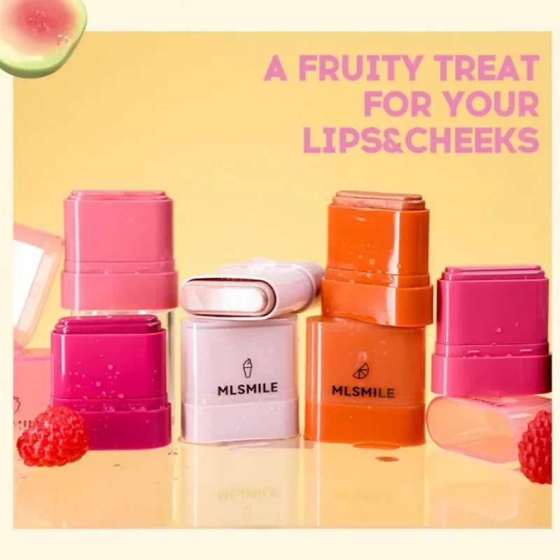 Powder Blusher Cream Natural Moisturizing Lip and Cheek Dual-use Blusher Stick High Gloss Cosmetic Blush Red Rouge Makeup 250224